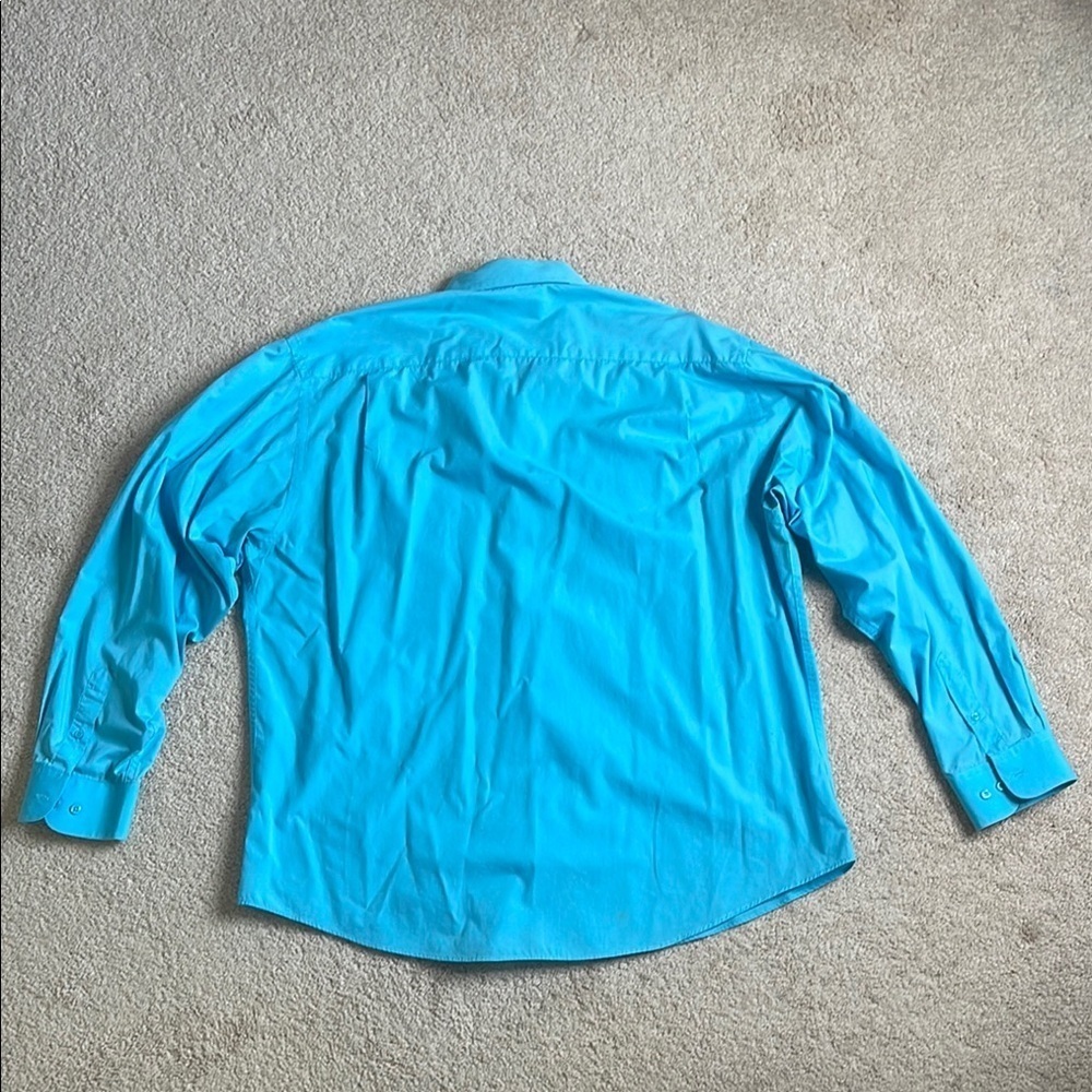 Marquise Blue Dress Shirt Elegant Long Sleeve - Picture 5 of 5